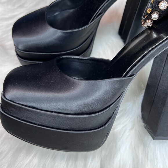 Satin high platform ankle strap heels Versace like 38/8 - Picture 7 of 10